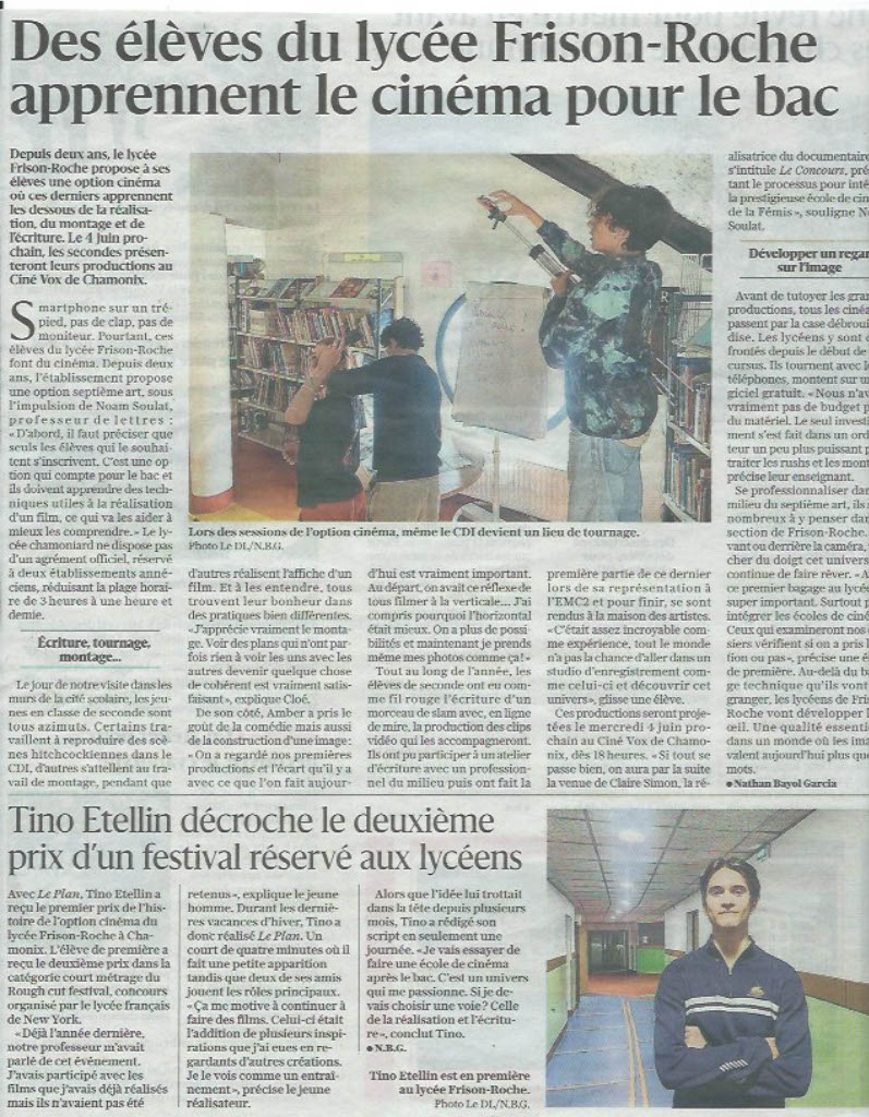 Option CAV cité scolaire Frison-Roche, Chamonix, article Dauphiné Libéré